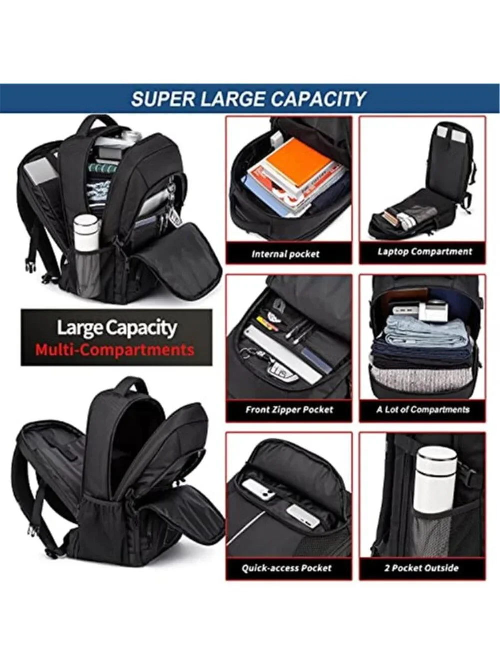 Extra Large Travel Laptop Backpack 55L Mens Business TSA Approved Carry On Bags